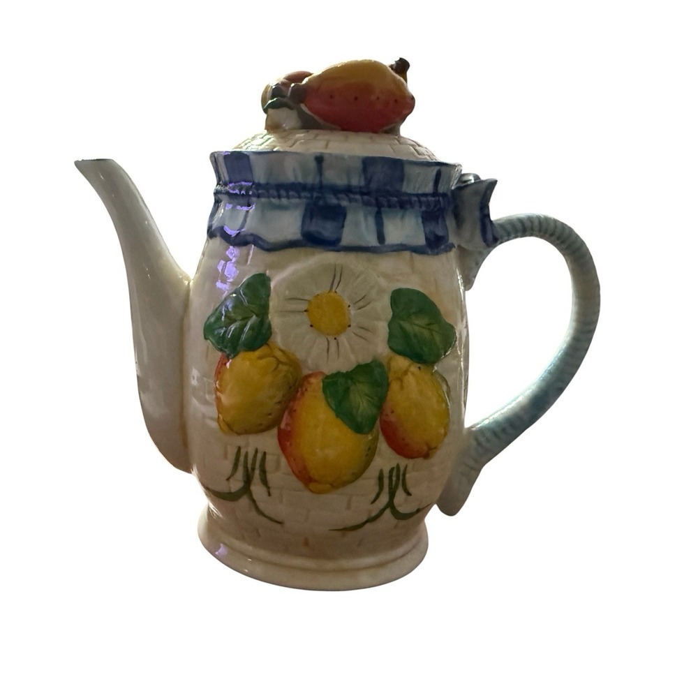 Lemon Gingham Panware 7” Teapot Cottagecore/Grandmacore Farmhouse Decor